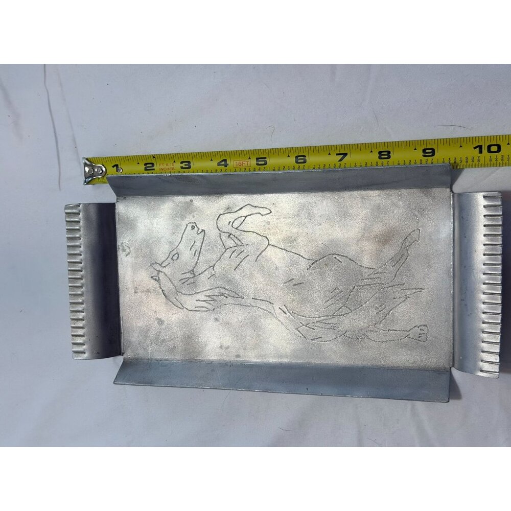 Handcrafted Aluminum Tray With Etched Horse Design 12" Long 7" Wide Decorative H